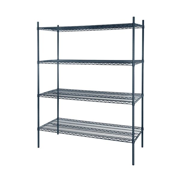 MixRite 74" Post Gray Epoxy Wire Shelving 18" Depth Unit, 4 Shelves (Various Sizes)