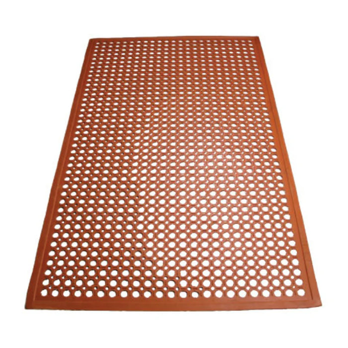 Winco RBM-35R Grease Proof Floor Mat w/ Beveled Edges, Rubber, 3' x 5' x 1/2", Red