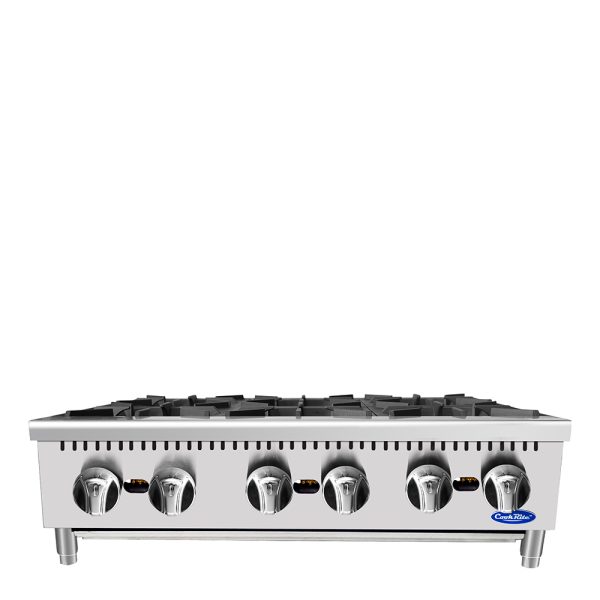 CookRite ACHP-6, 192,000 Btu Gas Countertop Hot Plate, 6 Burner