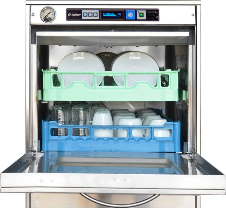 Lamber F99DYPS, 30 Racks/Hr High Temperature Undercounter Dishwasher w/ Drain & Chemical Pumps