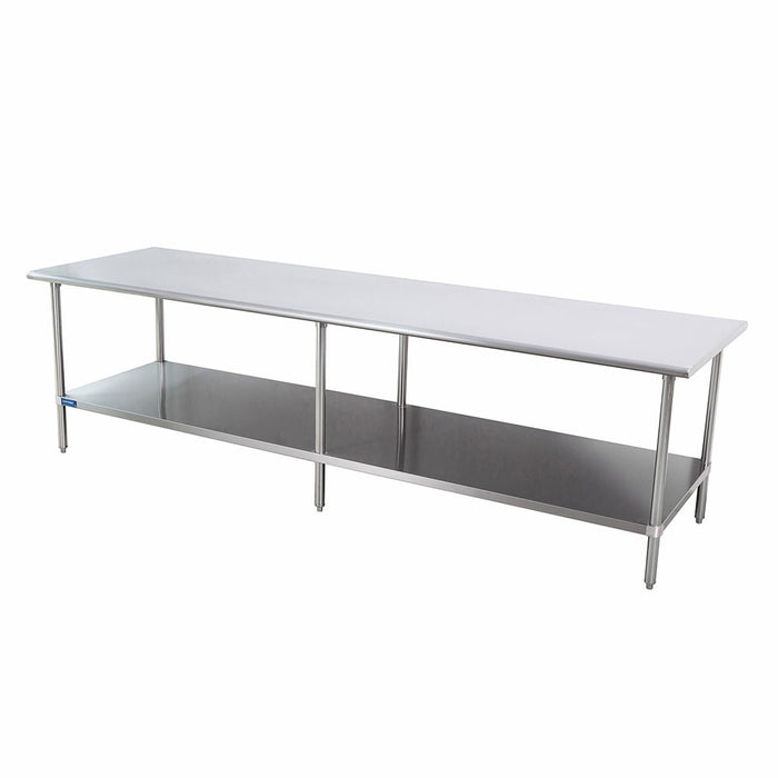 Sapphire 14" Depth Stainless Steel Worktable with Galvanized Undershelf (Various Sizes)