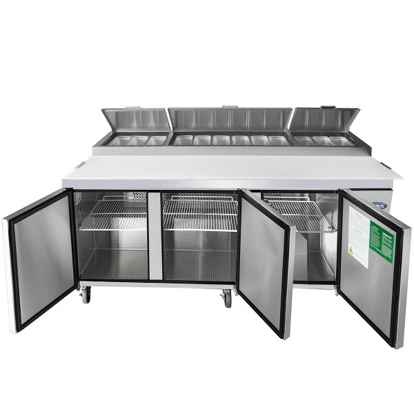 Atosa MPF8203GR 93" Refrigerated Pizza Prep Table Three-section