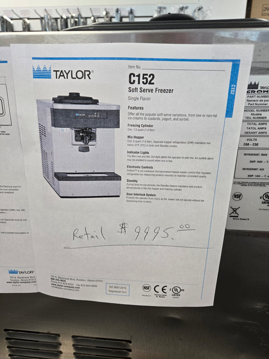 Taylor Soft Serve Machine Used
