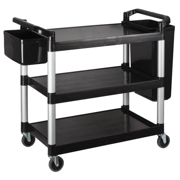 Winco UC-3019K 3 Level Plastic Utility Cart w/ 400 lb Capacity, Raised Ledges