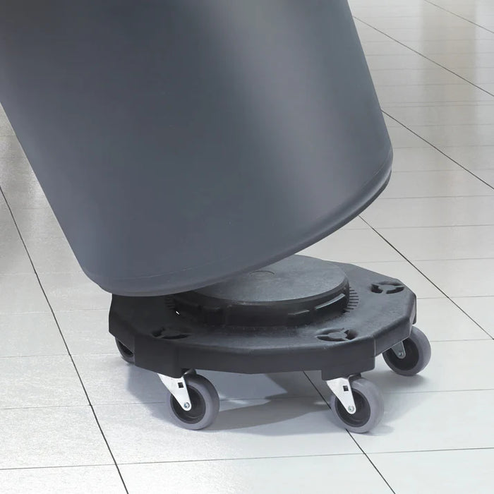 Winco DLR-2 Round Plastic Trash Can Dolly w/ Raised Center & 900 lb Capacity