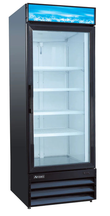 U-Star 1 Swing Glass Door Merchandiser Refrigerator, in Black USRFS-1D/B