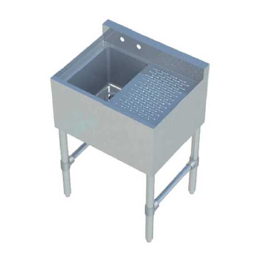 Sapphire SMBS-1R 24" Stainless Steel 10" x 14" x 10" Bowl Size One Compartment Underbar Sink