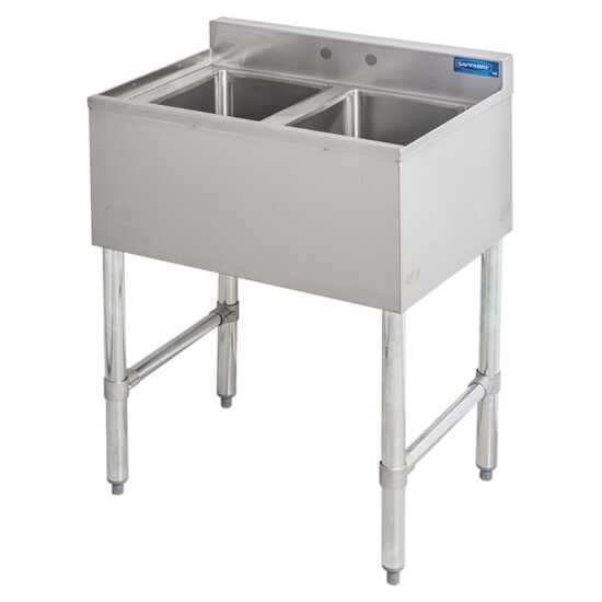 Sapphire SMBS-2 26" Stainless Steel 10" x 14" x 10" Bowl Size Two Compartments Underbar Sink