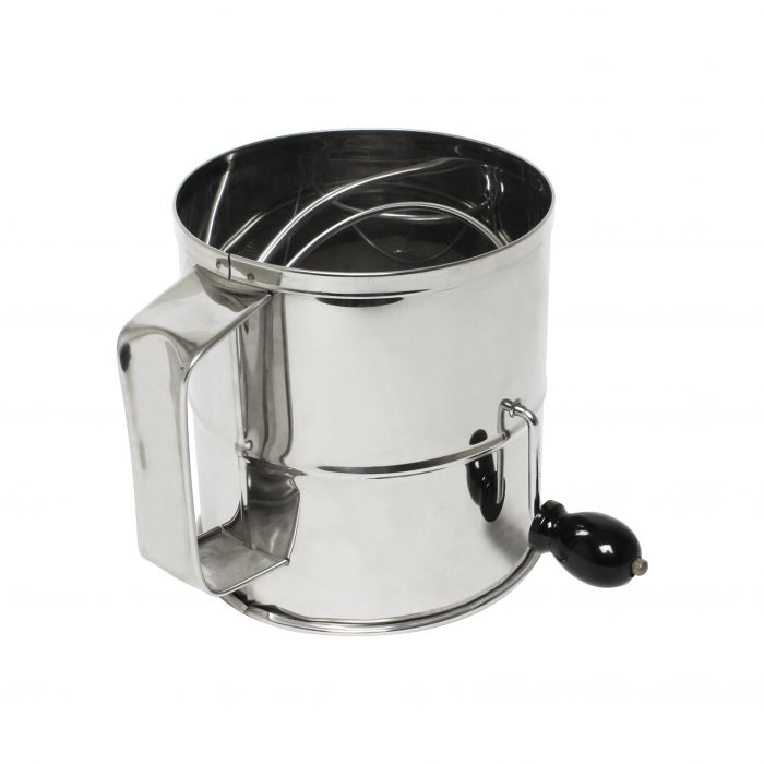 Thunder Group SLFS008 Stainless Steel 8 Cup Flour Sifter With Four Wire Agitator And Rotating Handle