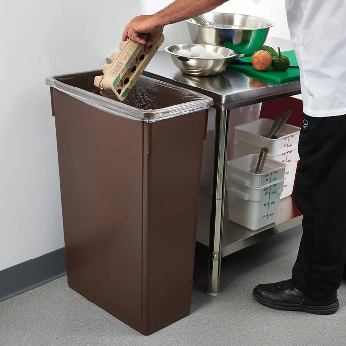 Winco PTC-23B 23 gal Rectangle Slim Trash Can, 20 1/8"L x 10 7/8"W x 29 7/8"H, Brown